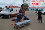 ARIQUEMES: Motociclista e ciclista sofrem escoriações em acidente na Av. Jaru Setor 06