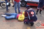 ARIQUEMES: Motociclista tem escoriações ao colidir com automóvel na Av. Tucano
