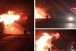 VILHENA: Caminhão pega fogo às margens da BR e deixa trânsito em meia pista