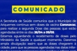 COMUNICADO: Ariquemes continua sem doses da vacina Coronavac para realizar a 2° Dose 