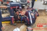 ARIQUEMES: Colisão entre carro e moto no semáforo da Av. Canaã com a Av. Candeias resulta em um motociclista ferido