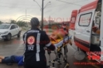 ARIQUEMES: Motociclista sofre lesão após colisão lateral entre motos na rotatória da Av. Candeias com Machadinho
