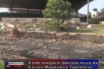 Forte temporal derruba muro da Escola Magdalena Tagliaferro em Ariquemes – Vídeo
