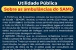 Utilidade pública: Sobre as ambulâncias do SAMU em Ariquemes