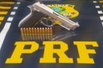 Em Vilhena/RO, PRF apreende pistola carregada com 12 munições