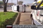 Veículo tomba após tentar evitar colisão com outro veículo na Av Candeias – Vídeo