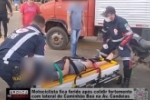 Motociclista fica ferido após colidir fortemente com lateral de Caminhão Baú na Av Candeias – VÍDEO