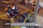 Motociclista colide em rotatória na Av Tancredo Neves e fica com graves ferimentos em face – VÍDEO