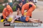 Mulher é socorrida inconsciente após colisão entre motos no Setor 02 – VÍDEO