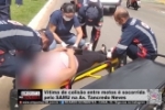 Vítima de colisão entre motos é socorrida pelo SAMU na Av.Tancredo Neves – VÍDEO