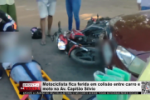 Motociclista fica ferida em colisão entre carro e moto na Av. Capitão Sílvio – Vídeo