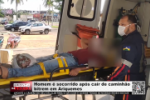 Homem é socorrido após caír de caminhão bitrem em Ariquemes – Vídeo