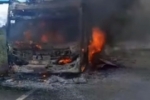 Ônibus contendo passageiros pega fogo e é completamente destruíd pelas chamas – VÍDEO