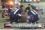 Motociclista é socorrida pelo SAMU após se envolver em acidente na Av. Machadinho – VÍDEO