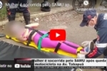 Mulher é socorrida pelo SAMU após queda de motocicleta na Av. Tabapuã – VÍDEO